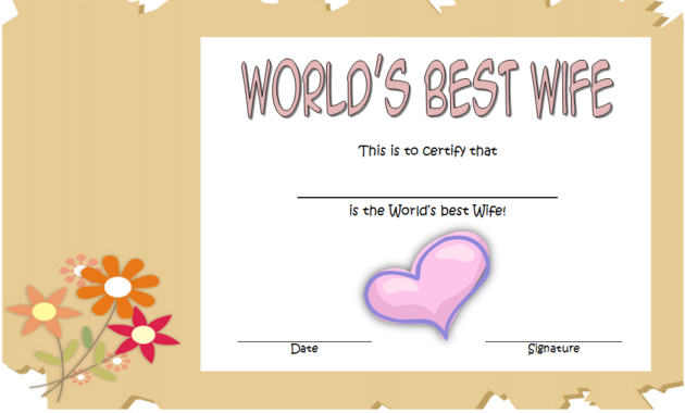 World'S Best Wife Certificate Template Free 7 Beautiful With Regard To Love Certificate Templates