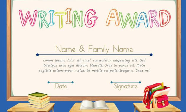 Writing Award With Classroom Background Download Free Regarding Amazing Writing Competition Certificate Templates