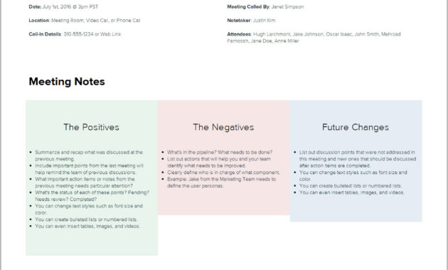 Xtensio How To Create A Meeting Agenda With Regard To Printable Stand Up Meeting Minutes Template