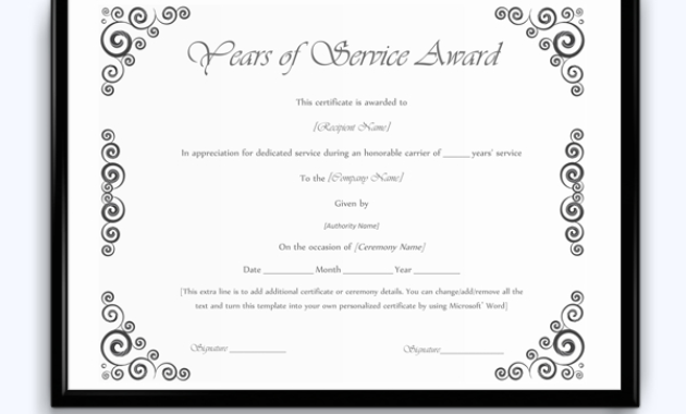 Years Of Service Award 04 Word Layouts For Award Certificate Templates Word 2007