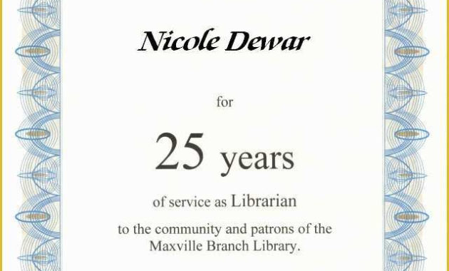 Years Of Service Certificate Template Free Of Printable In Certificate For Years Of Service Template