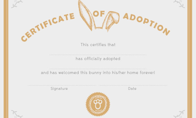 You Are In Good Company Good On Paper Bunny Adoption Regarding Blank Adoption Certificate Template