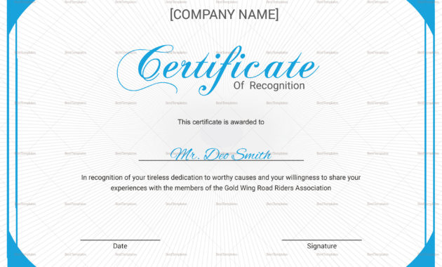 Youth Recognition Certificate Design Template In Psd Word In Template For Recognition Certificate