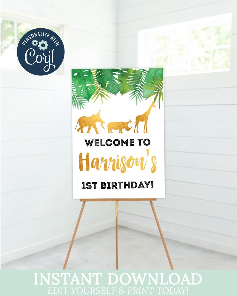 Zoo /Jungle/ Safari Editable Custom Text Sign Welcome Sign With Zoo Gift Certificate Templates Free Download