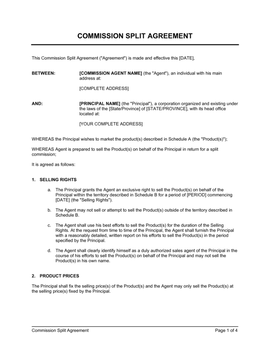 Commission Split Agreement Template [Download Commission Split Agreement Template [Download