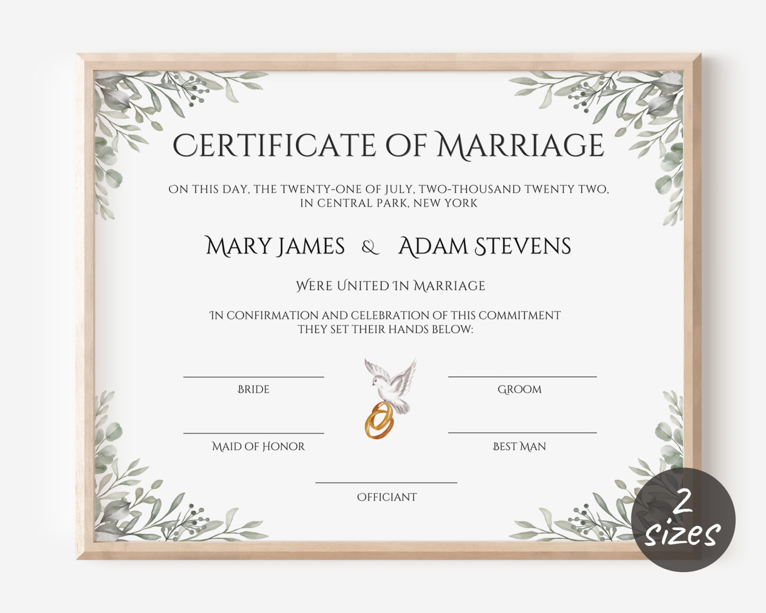 Editable Marriage Certificate Template, Custom Certificate of Editable Marriage Certificate Template, Custom Certificate of