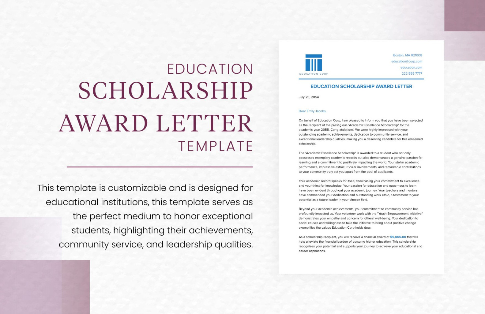 Education Scholarship Award Letter Template in Word, PDF, Google Education Scholarship Award Letter Template in Word, PDF, Google