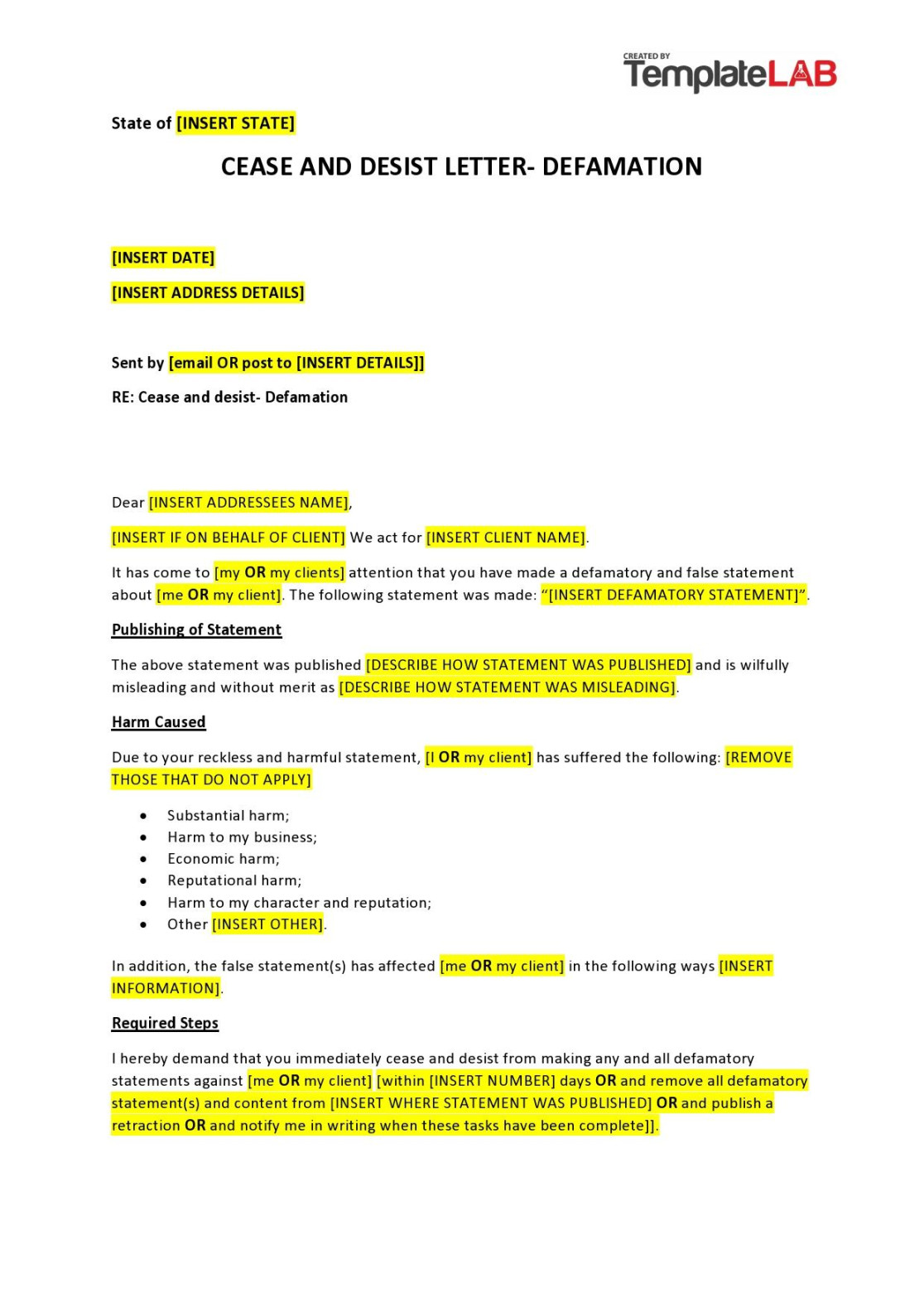 Effective Cease and Desist Defamation Letters ᐅ TemplateLab Effective Cease and Desist Defamation Letters ᐅ TemplateLab