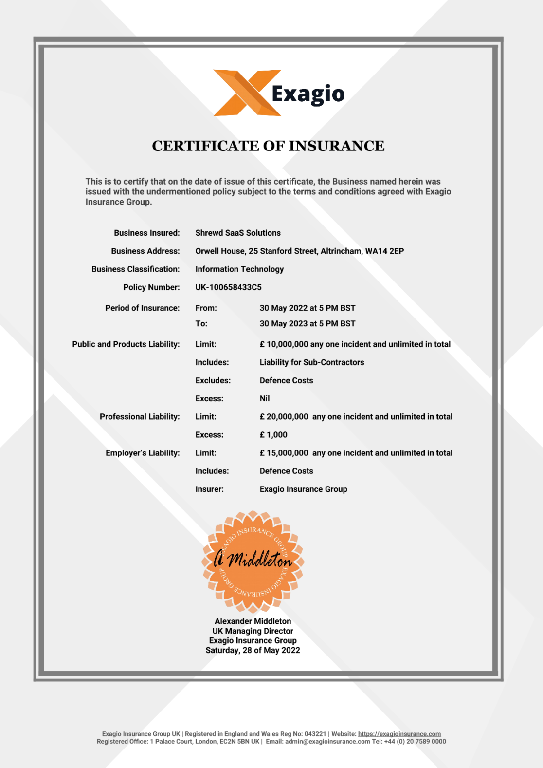 Insurance Certificate Template for Document Generation Insurance Certificate Template for Document Generation