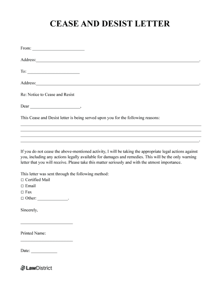 Legal Tactics : Drafting an Effective Cease and Desist Letter Legal Tactics : Drafting an Effective Cease and Desist Letter