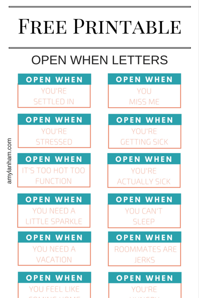 Open When Printable Open When Printable