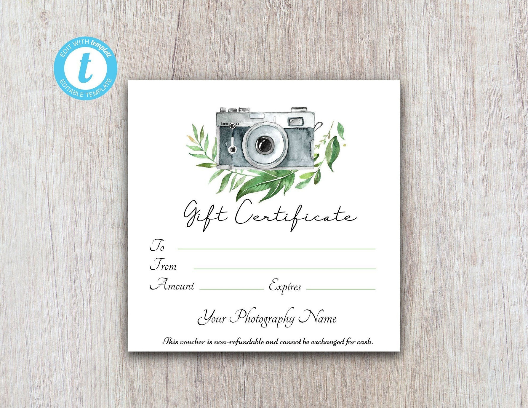 Photography Gift Certificate Template, Client Gift Card, Gift Photography Gift Certificate Template, Client Gift Card, Gift