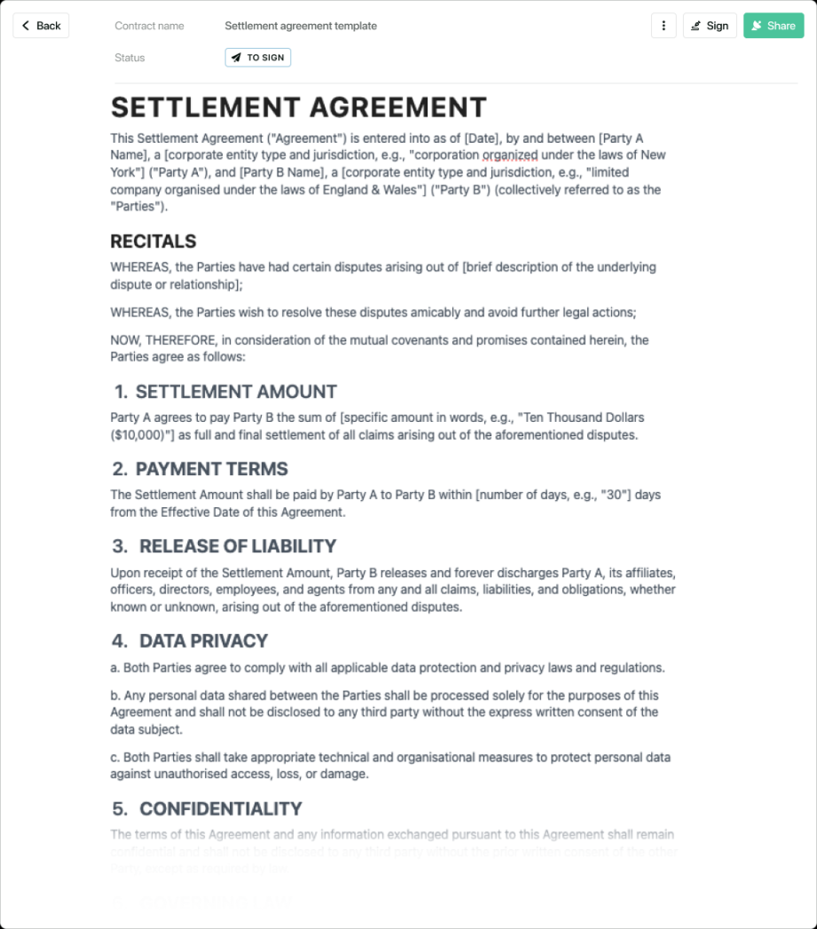 Settlement agreement template - free to use Settlement agreement template - free to use