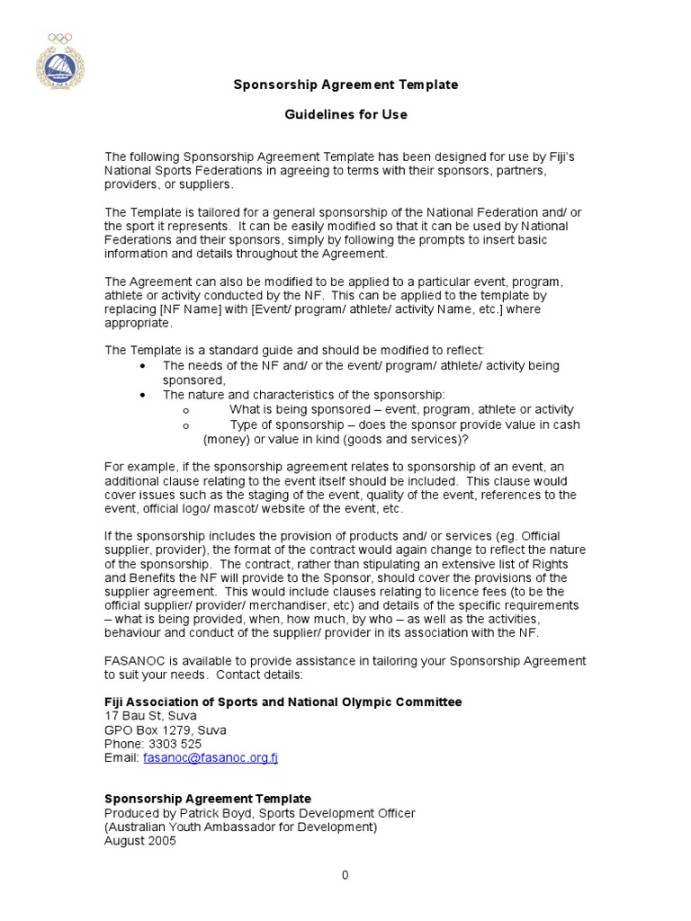 Template Sponsorship Agreement PDF Sponsor (Commercial Template Sponsorship Agreement PDF Sponsor (Commercial