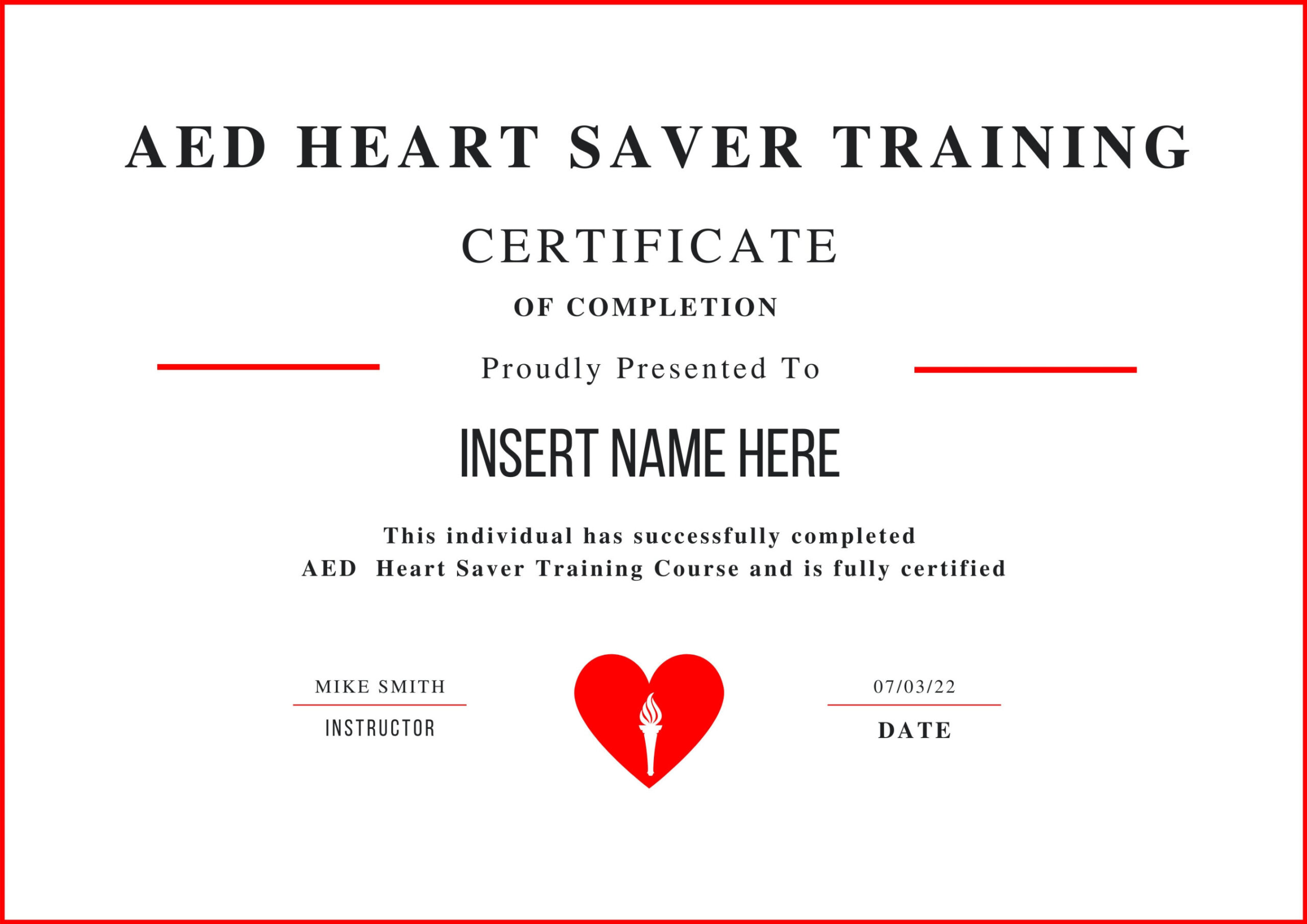 AED Heart Training Certificate, CPR Editable Template, Cpr Course AED Heart Training Certificate, CPR Editable Template, Cpr Course