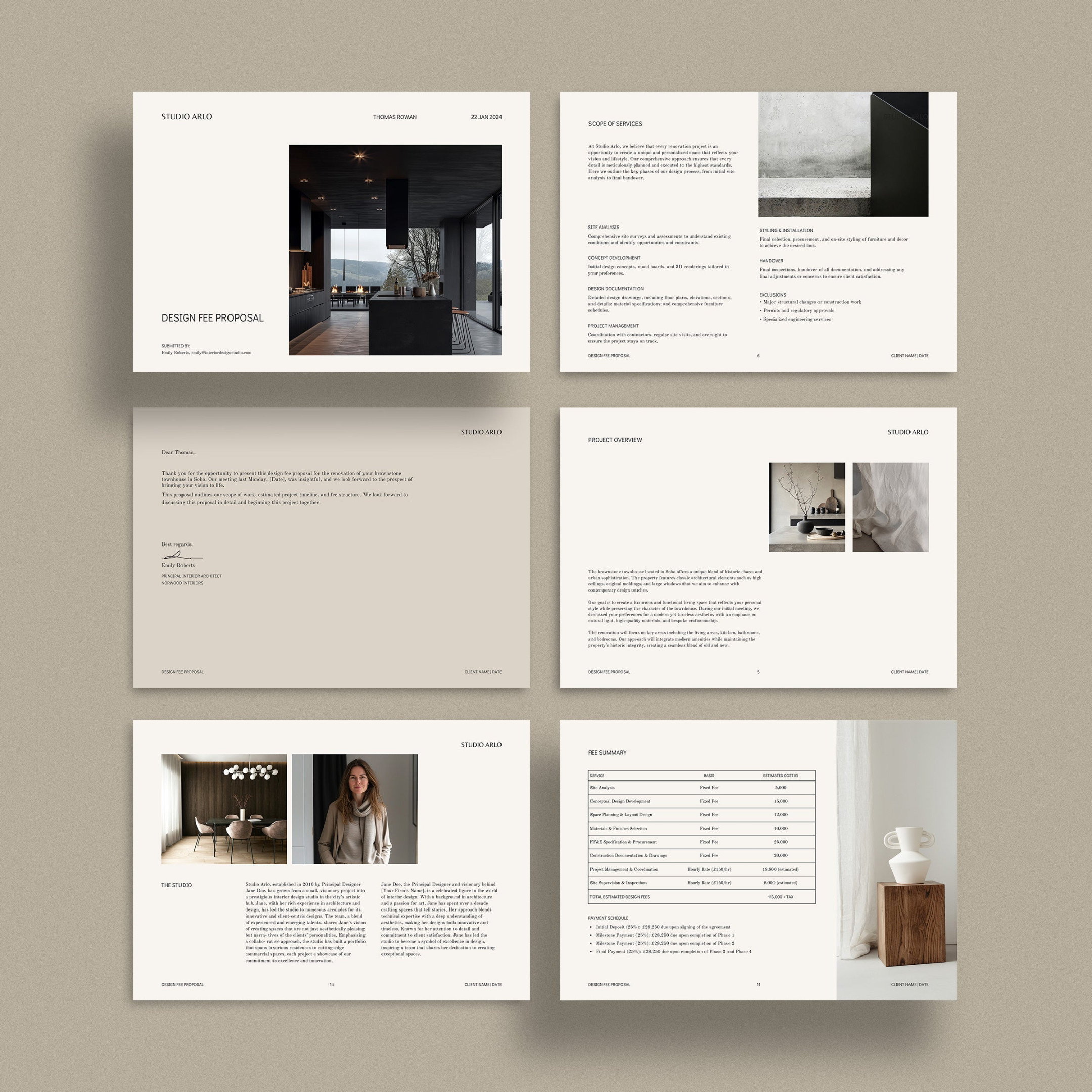 Arlo  Interior Design Fee Proposal Template