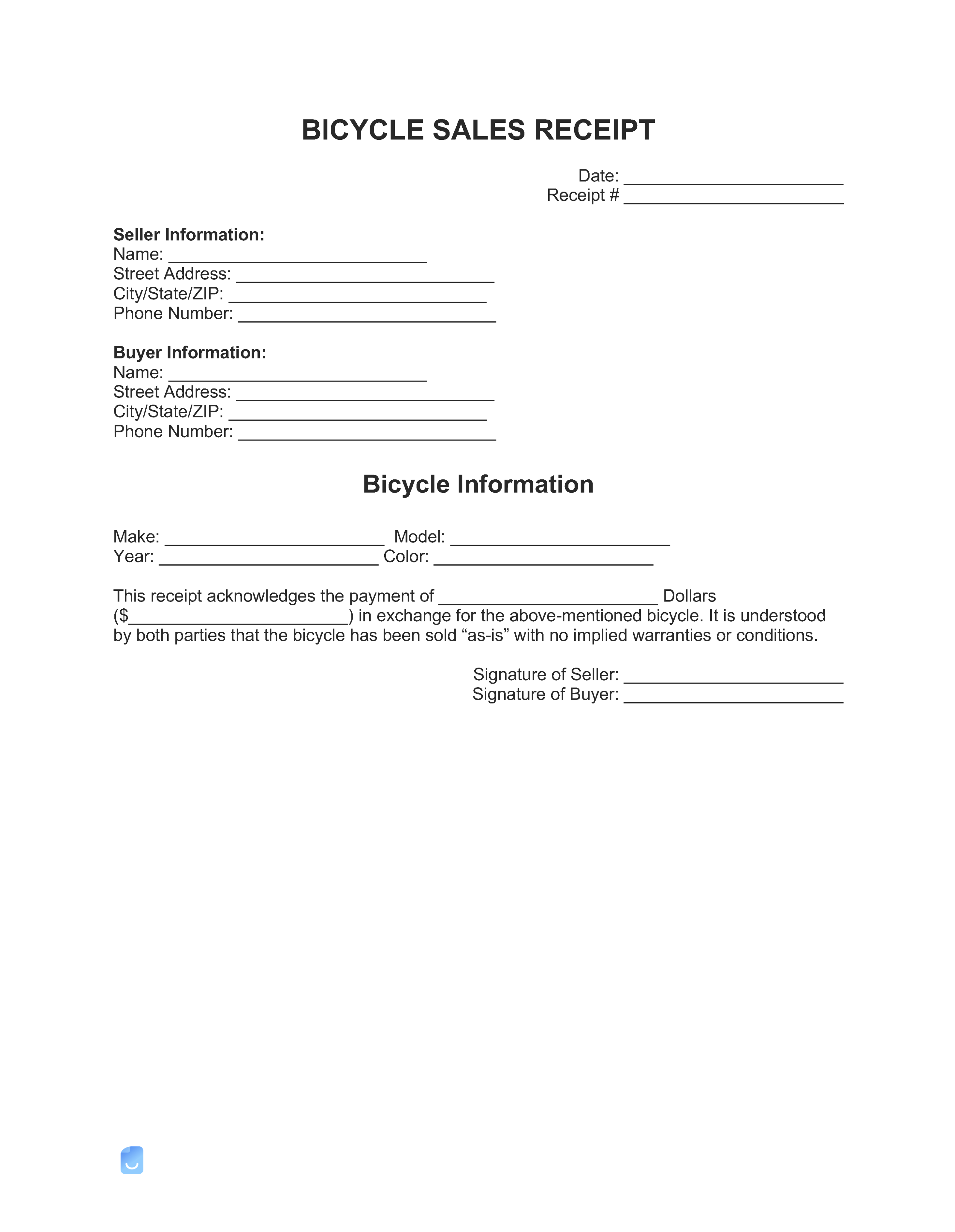 Bicycle Receipt Template  Invoice Maker