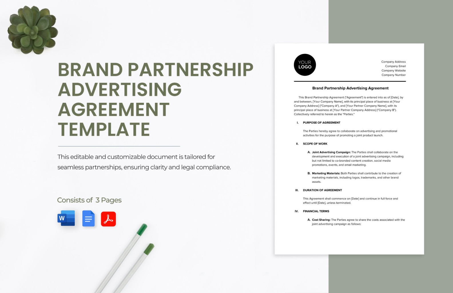 Brand Partnership Advertising Agreement Template in Word, PDF Brand Partnership Advertising Agreement Template in Word, PDF