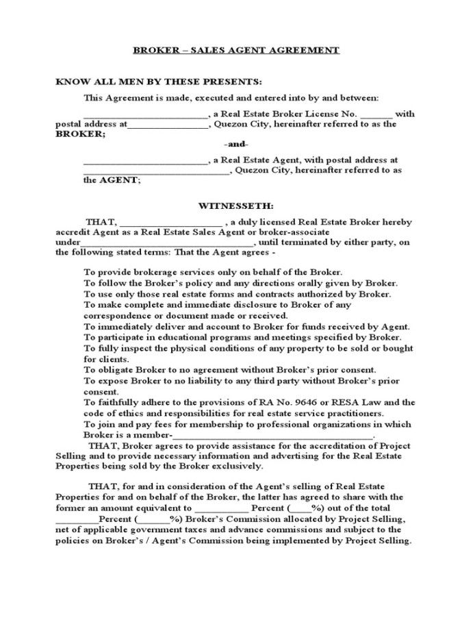 Broker and Salesperson Agreement Template PDF Real Estate Broker and Salesperson Agreement Template PDF Real Estate