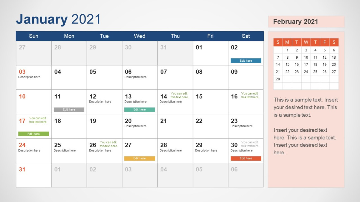 Calendar Template January PowerPoint - SlideModel Calendar Template January PowerPoint - SlideModel