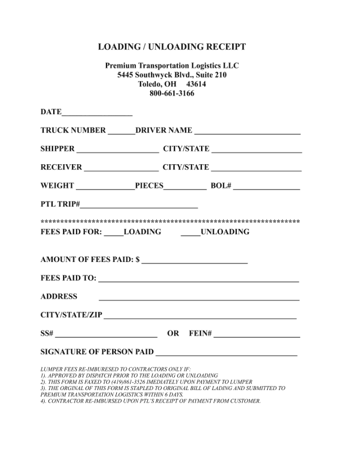 Capstone lumper receipt: Fill out & sign online  DocHub