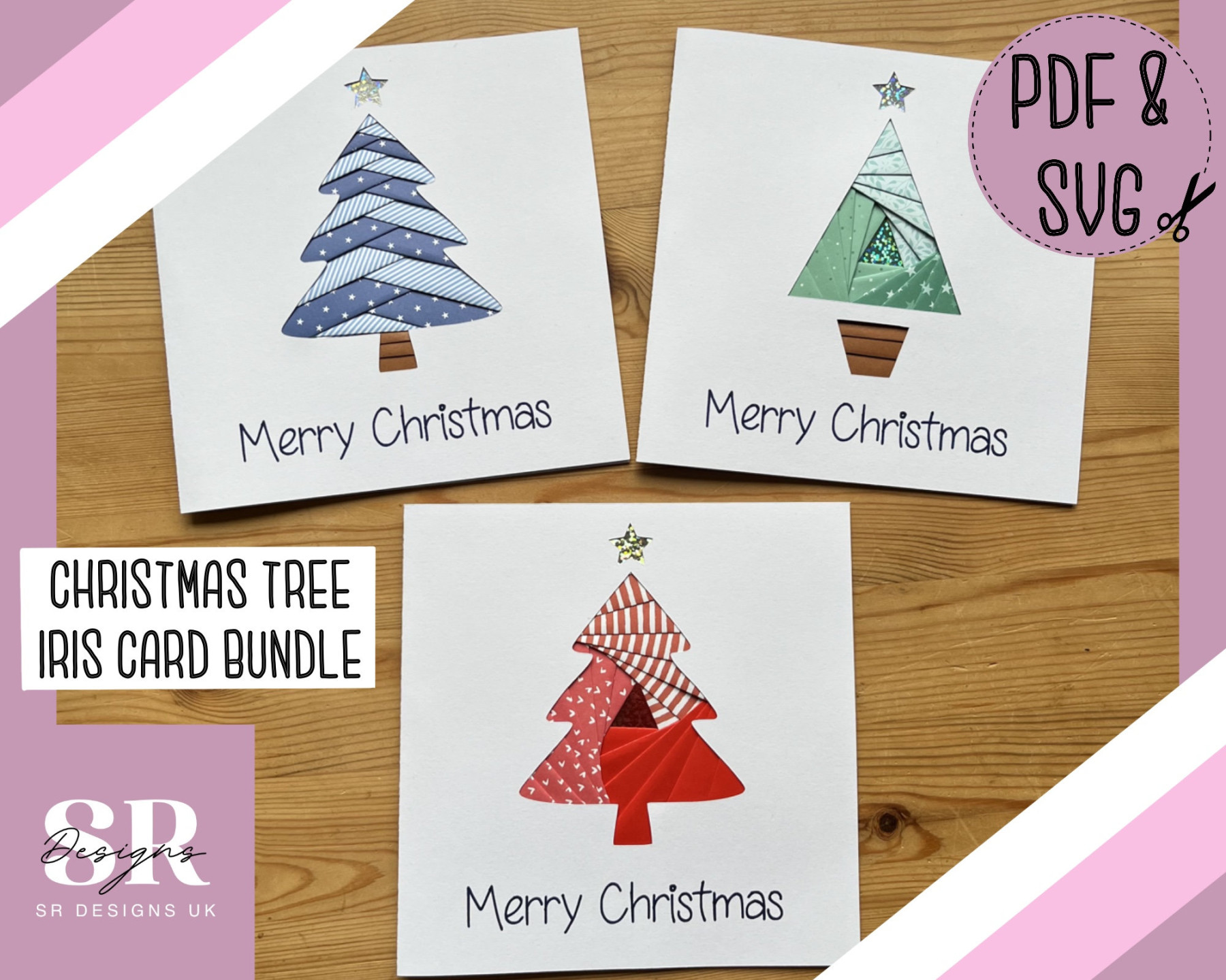 Christmas Tree Iris Folding Pattern Template Bundle PDF & SVG Christmas Tree Iris Folding Pattern Template Bundle PDF & SVG