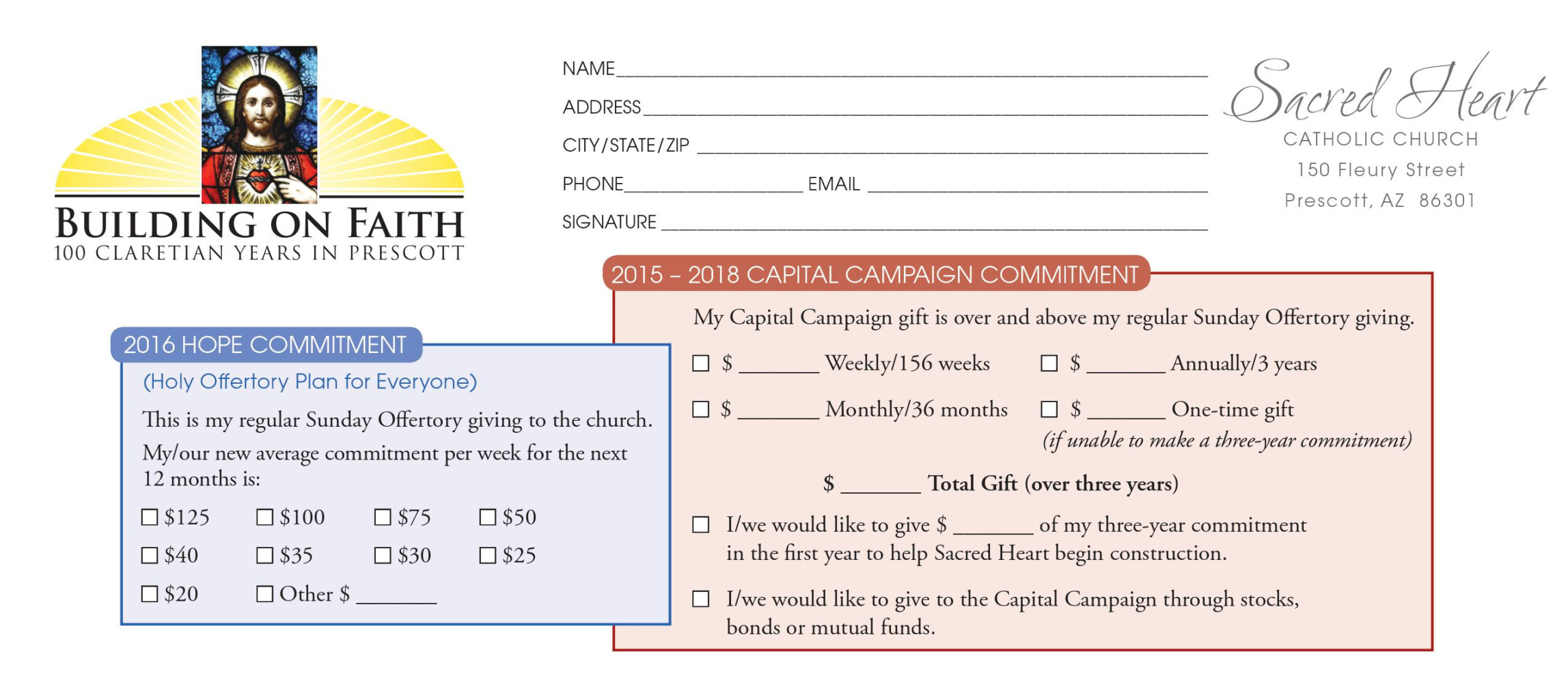 Church Capital Campaign Pledge Card Samples - Church Development Church Capital Campaign Pledge Card Samples - Church Development