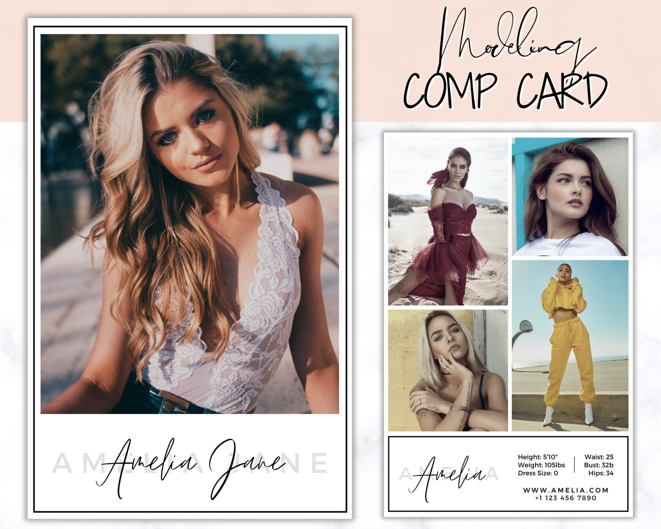 Comp Card Modeling Template Editable photocard template for Models Comp Card Modeling Template Editable photocard template for Models