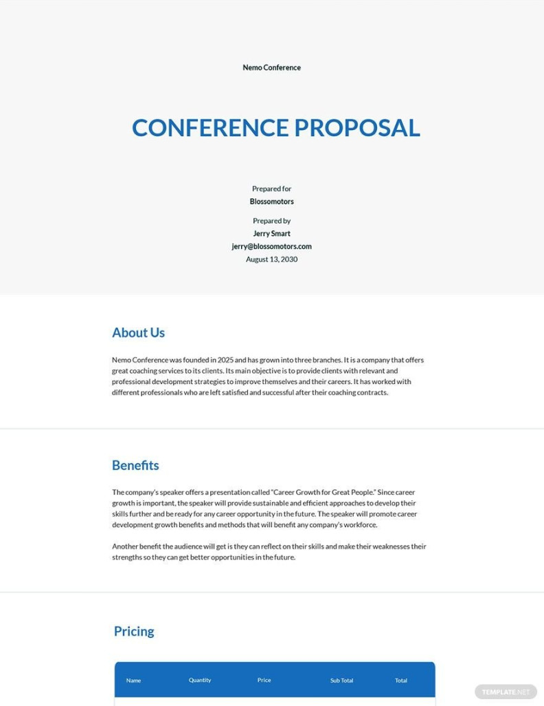 Conference Proposal Template in Word, Google Docs, Pages