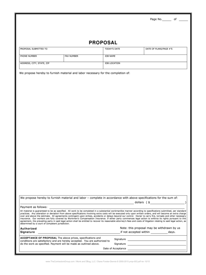 Contractor Proposal Template - Fill Online, Printable, Fillable