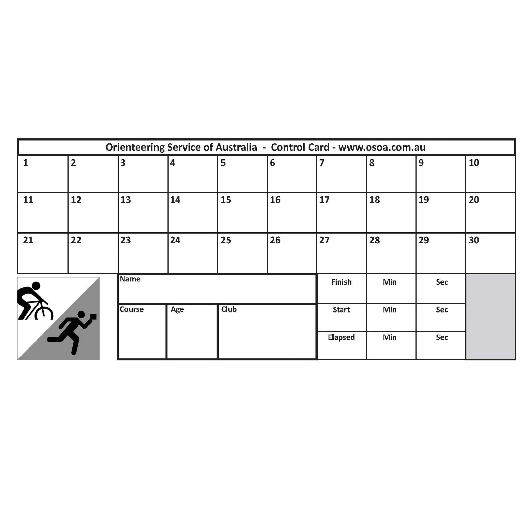 CONTROL CARDS - punch squares (pack of ) CONTROL CARDS - punch squares (pack of )