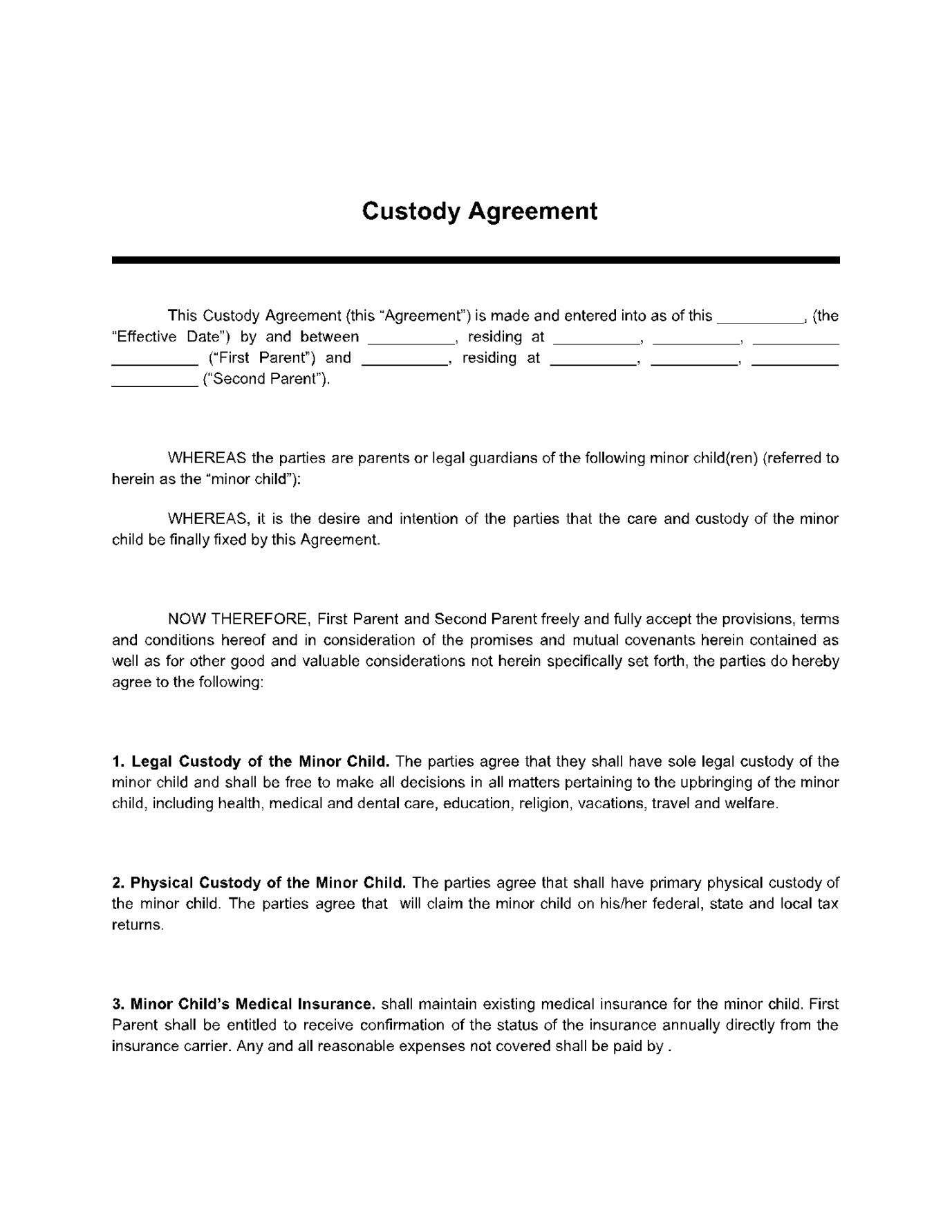 Custody Agreement Template (% Free) - CocoSign Custody Agreement Template (% Free) - CocoSign
