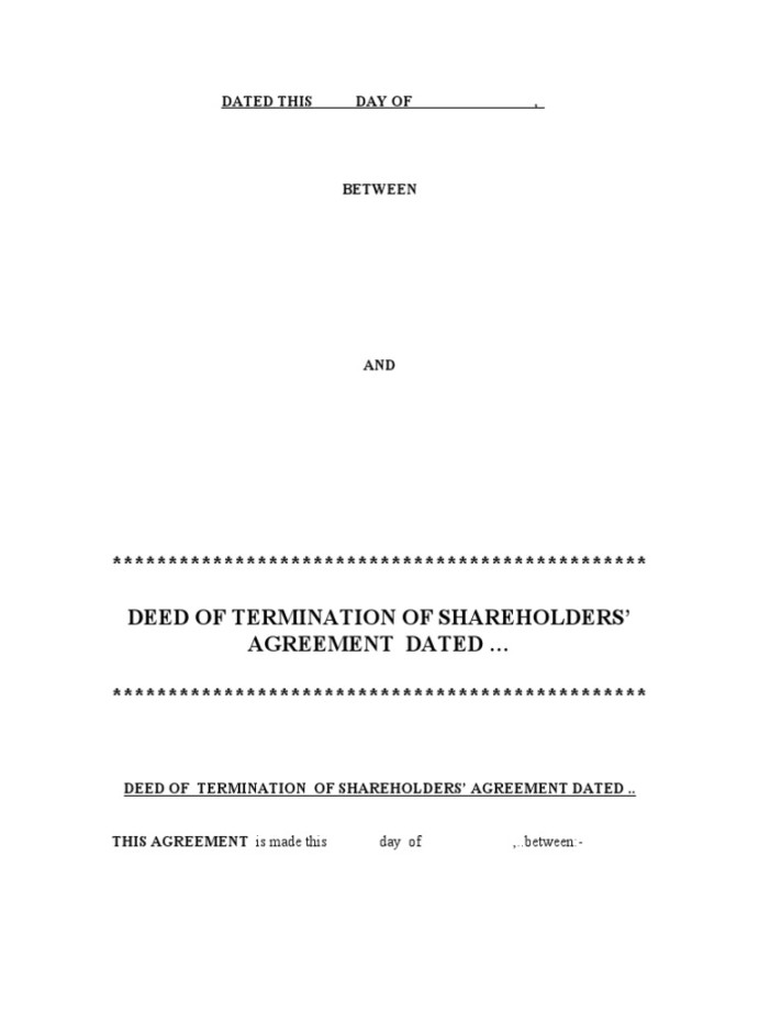 Deed of Termination of Shareholders PDF Indemnity Lease Deed of Termination of Shareholders PDF Indemnity Lease