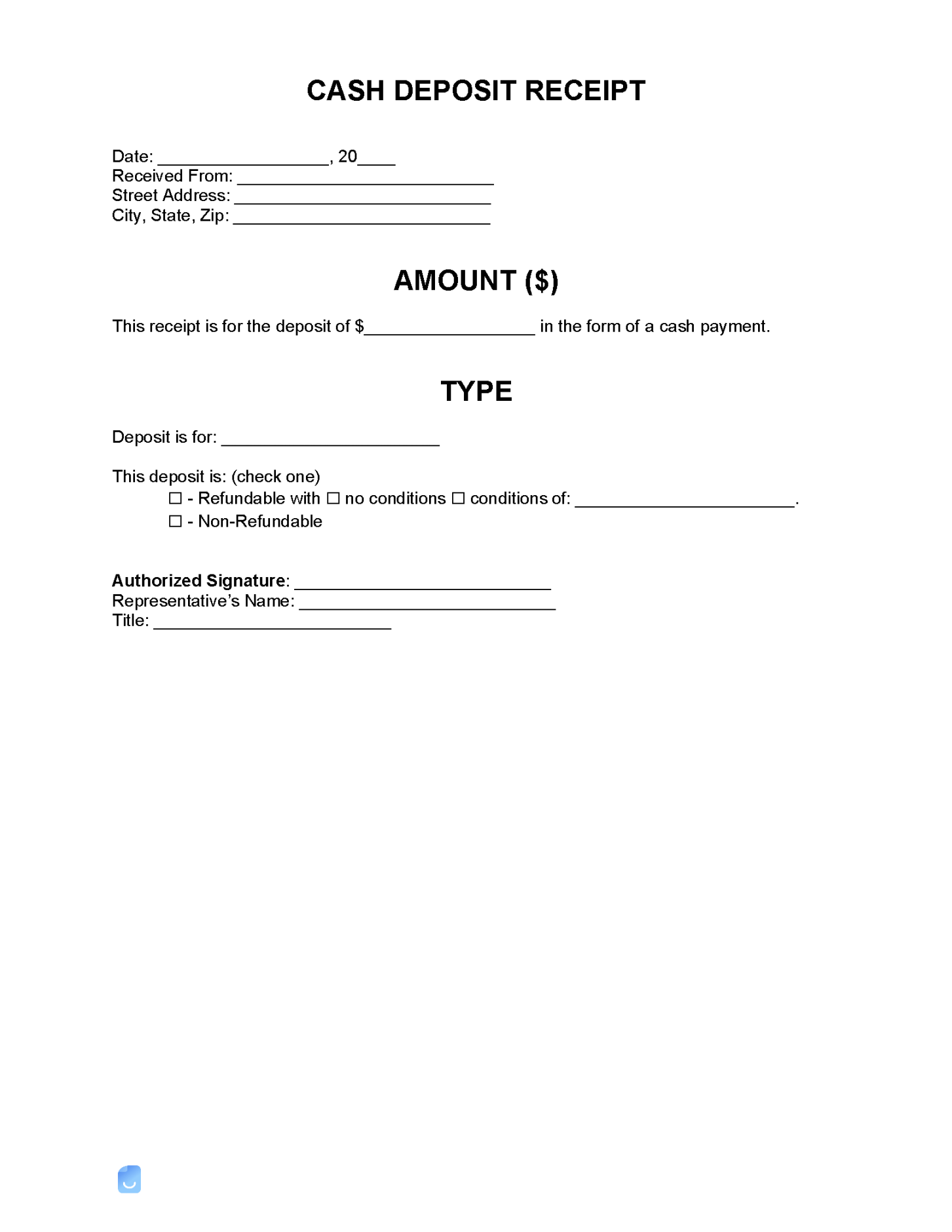 Deposit Receipt Template  Invoice Maker