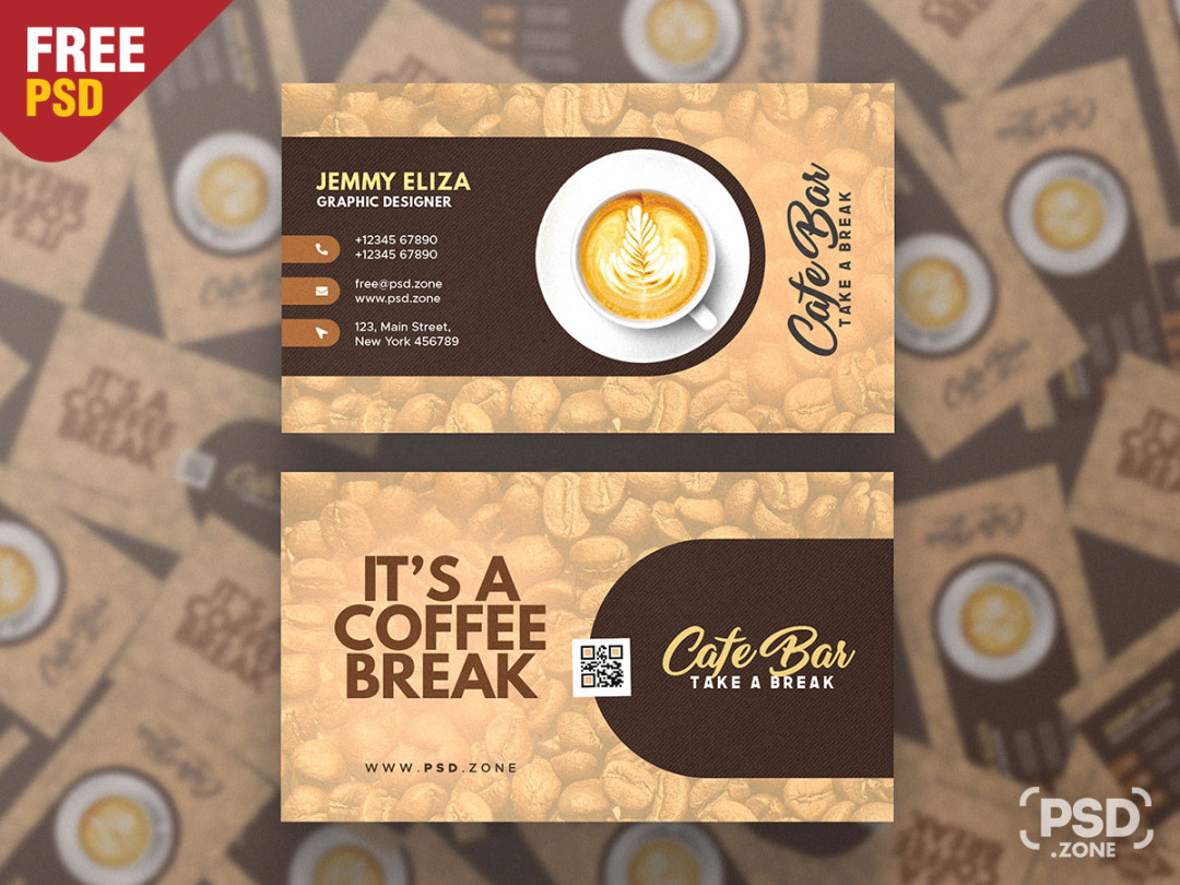 Designer Coffee Shop Business Card PSD - PSD Zone Designer Coffee Shop Business Card PSD - PSD Zone