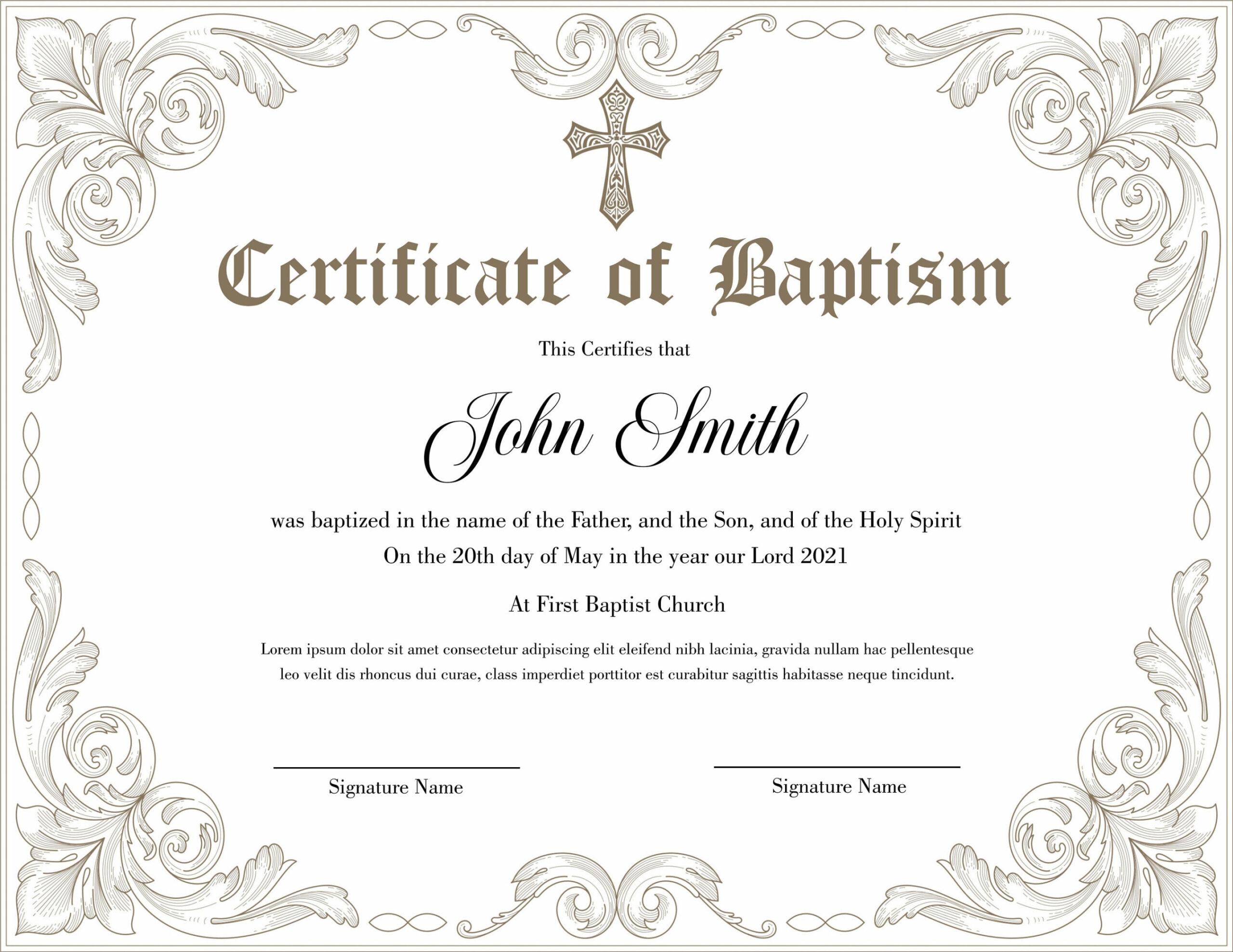Editable Baptism Certificate Template Editable Baptism Certificate Template