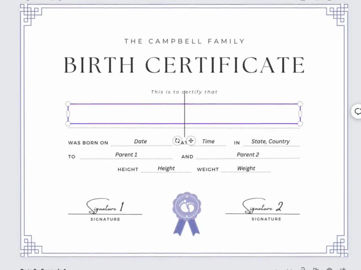 Editable Certificate of Birth Certificate Template, Baby Certificate, Baby Gift, Baby Keepsake, Editable Canva Template - Digital Download Editable Certificate of Birth Certificate Template, Baby Certificate, Baby Gift, Baby Keepsake, Editable Canva Template - Digital Download