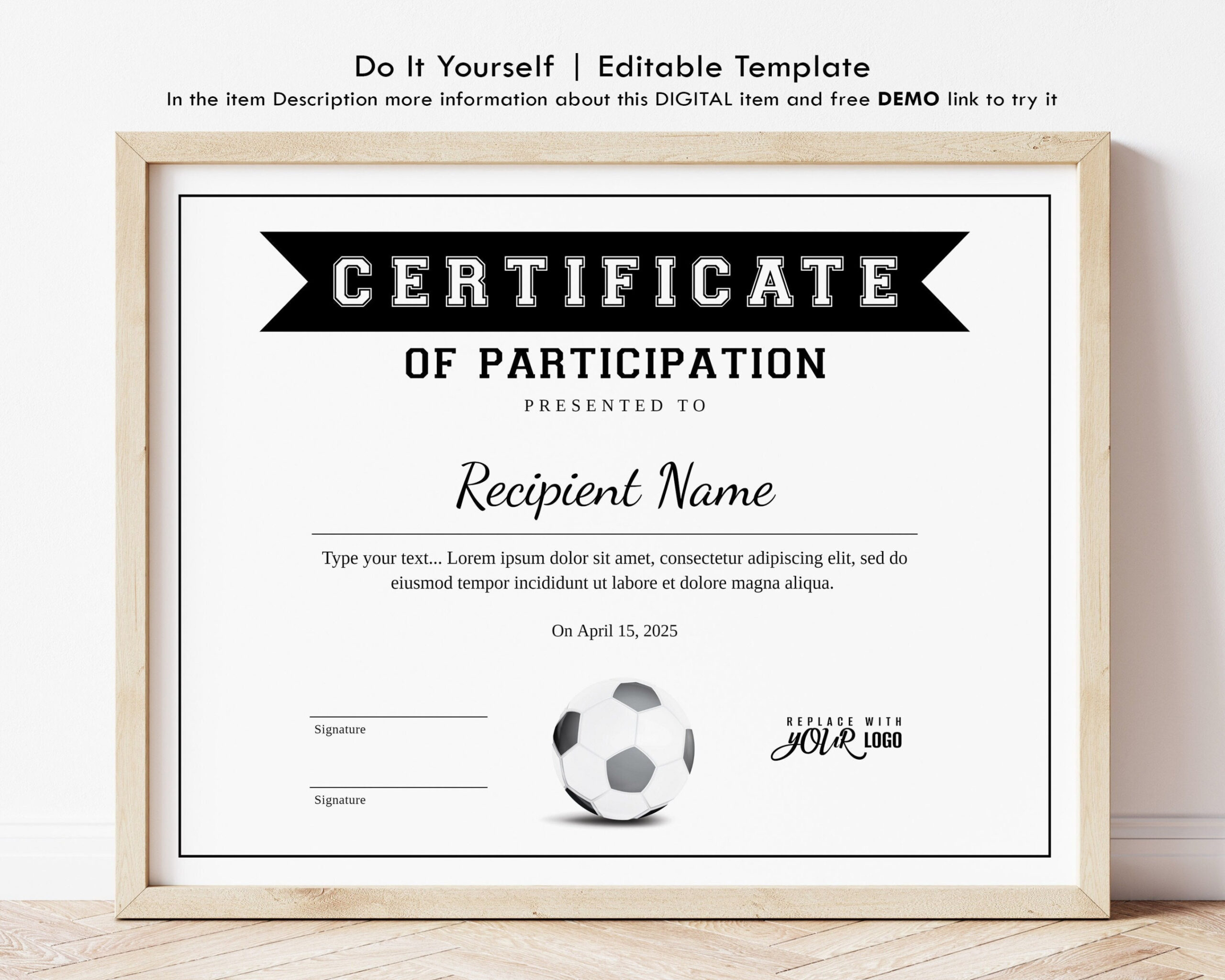 EDITABLE Soccer Football Certificate Template, Sports Certificate EDITABLE Soccer Football Certificate Template, Sports Certificate