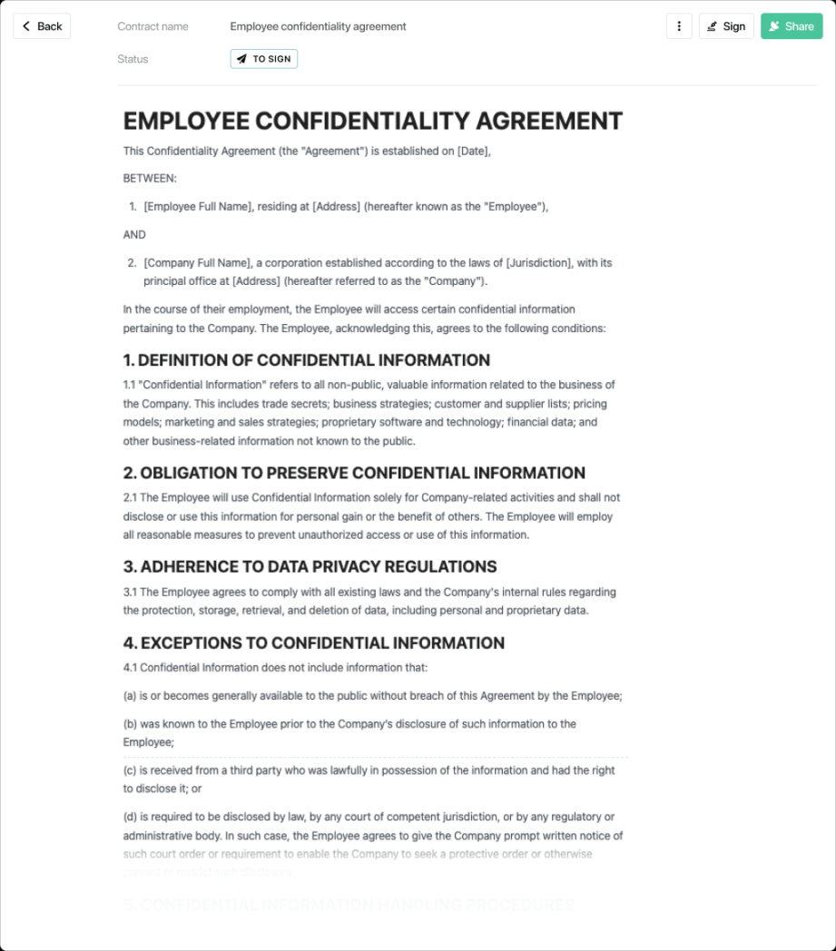 Employee confidentiality agreement - free to use Employee confidentiality agreement - free to use