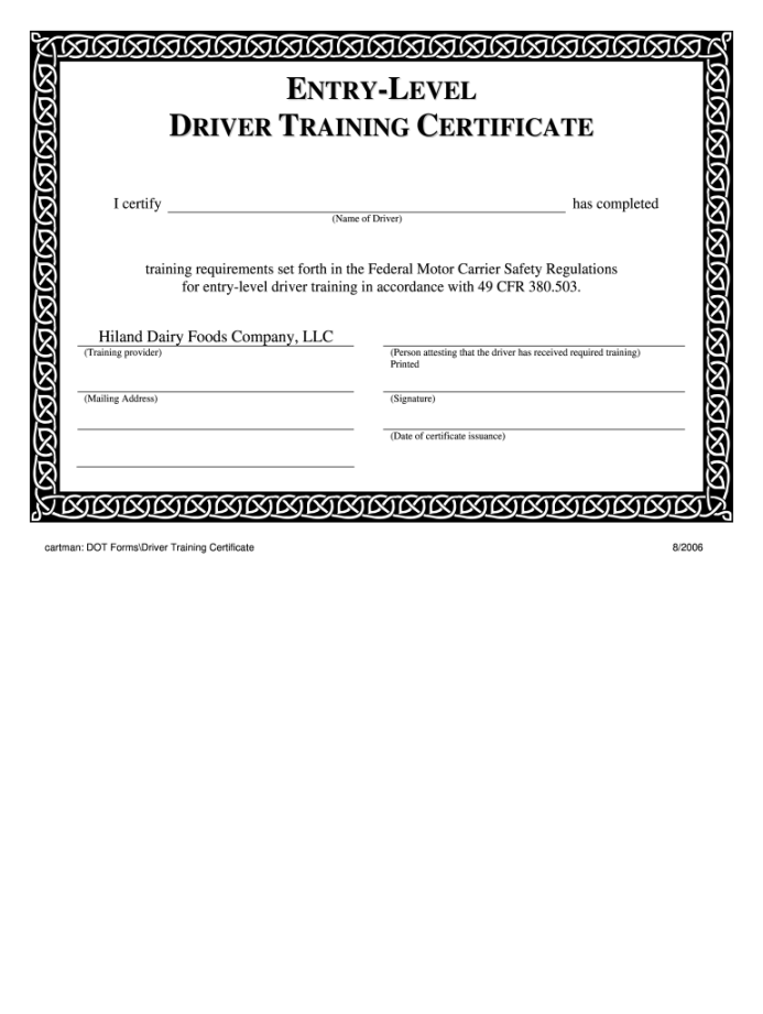 Entry Level Driver Training Certificate Pdf - Fill Online Entry Level Driver Training Certificate Pdf - Fill Online