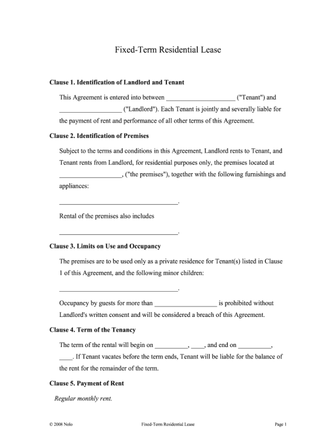 Fillable Online Fixed-Term Residential Lease Fax Email Print Fillable Online Fixed-Term Residential Lease Fax Email Print