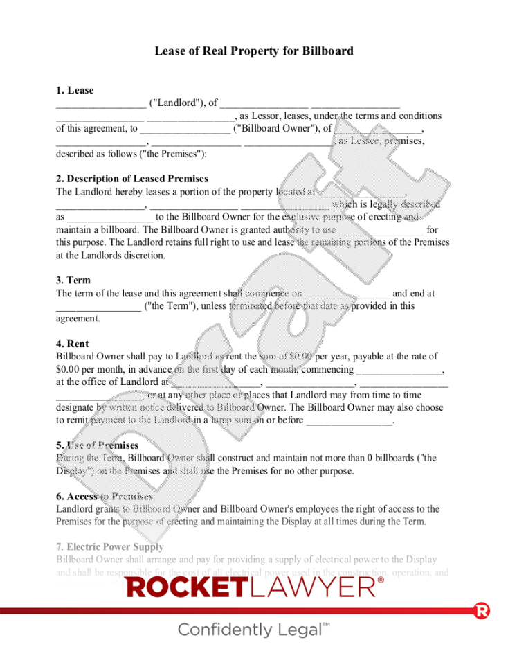 Free Billboard Lease: Make, Sign & Download - Rocket Lawyer Free Billboard Lease: Make, Sign & Download - Rocket Lawyer