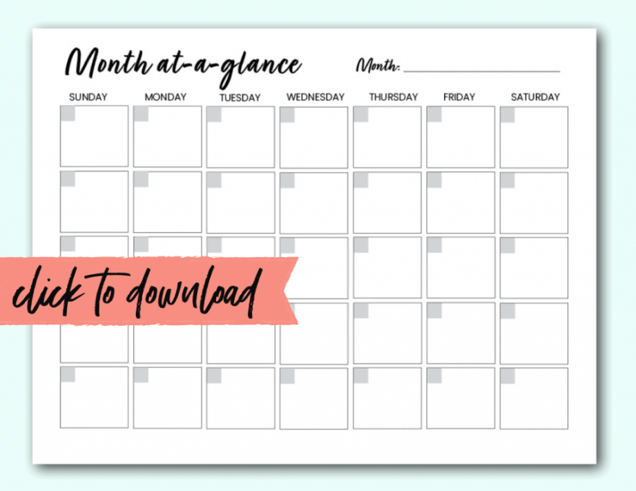 Free Blank Monthly Calendar Template PDF - The Incremental Mama Free Blank Monthly Calendar Template PDF - The Incremental Mama