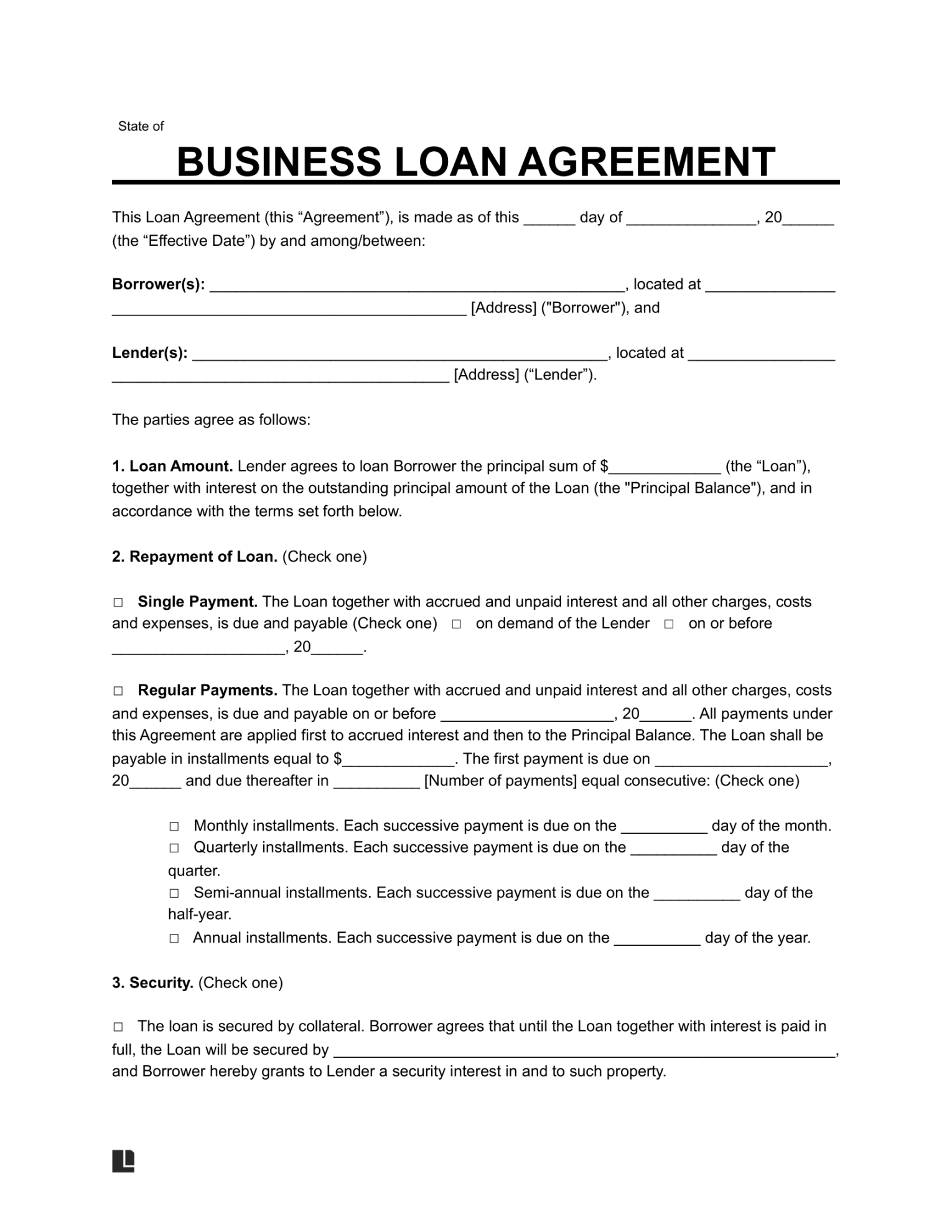 Free Business Loan Agreement Template PDF & Word Free Business Loan Agreement Template PDF & Word