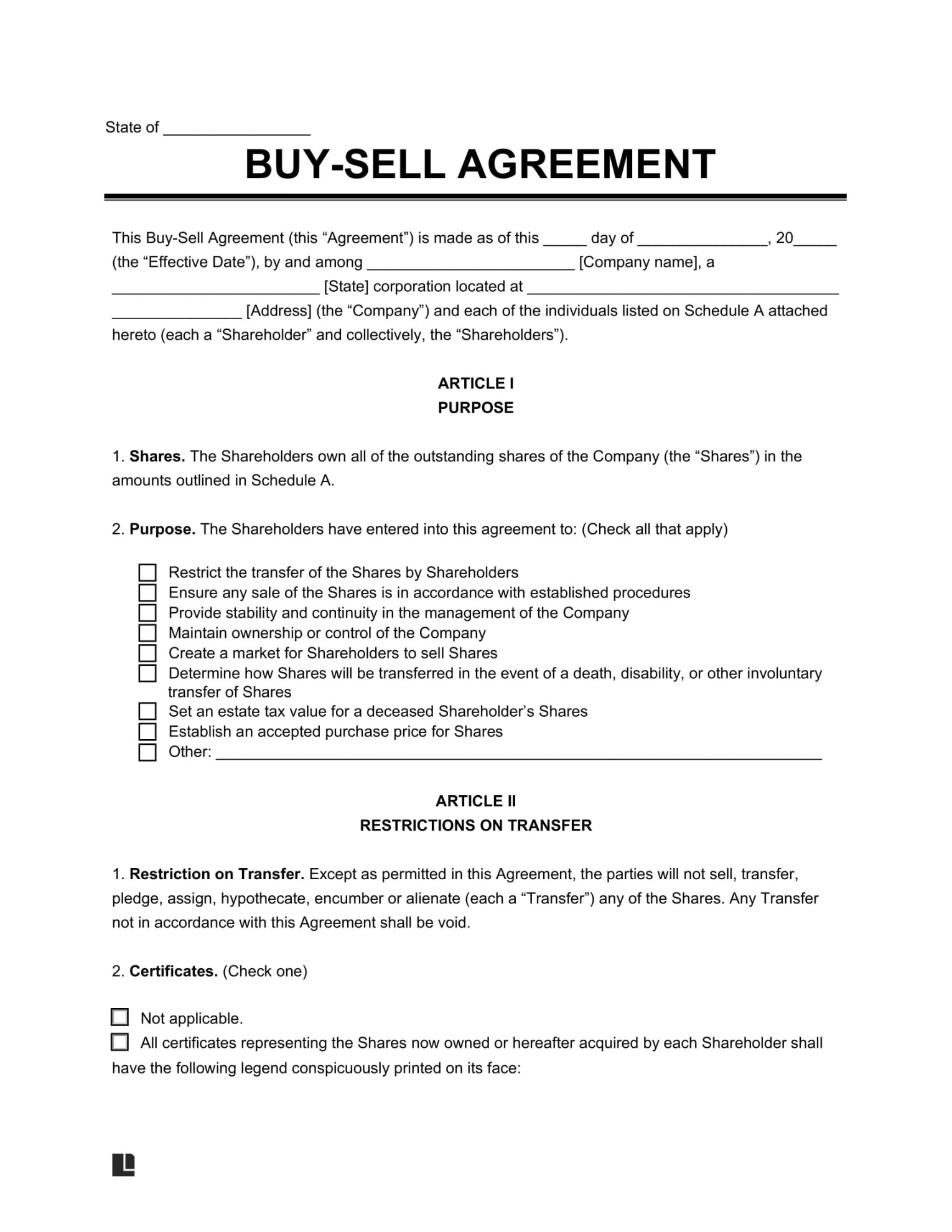 Free Buy-Sell (Buyout) AgreementTemplate PDF & Word Free Buy-Sell (Buyout) AgreementTemplate PDF & Word