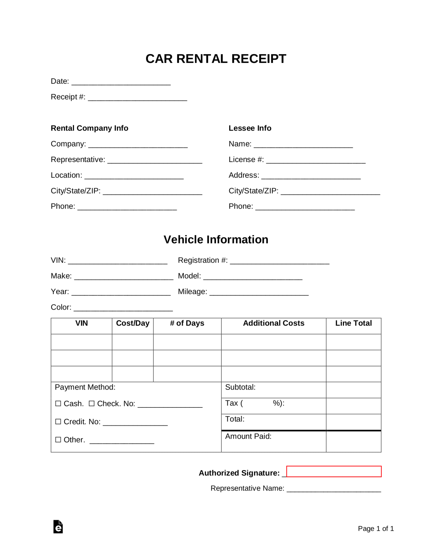Free Car Rental Receipt Template - PDF Word – eForms Free Car Rental Receipt Template - PDF Word – eForms