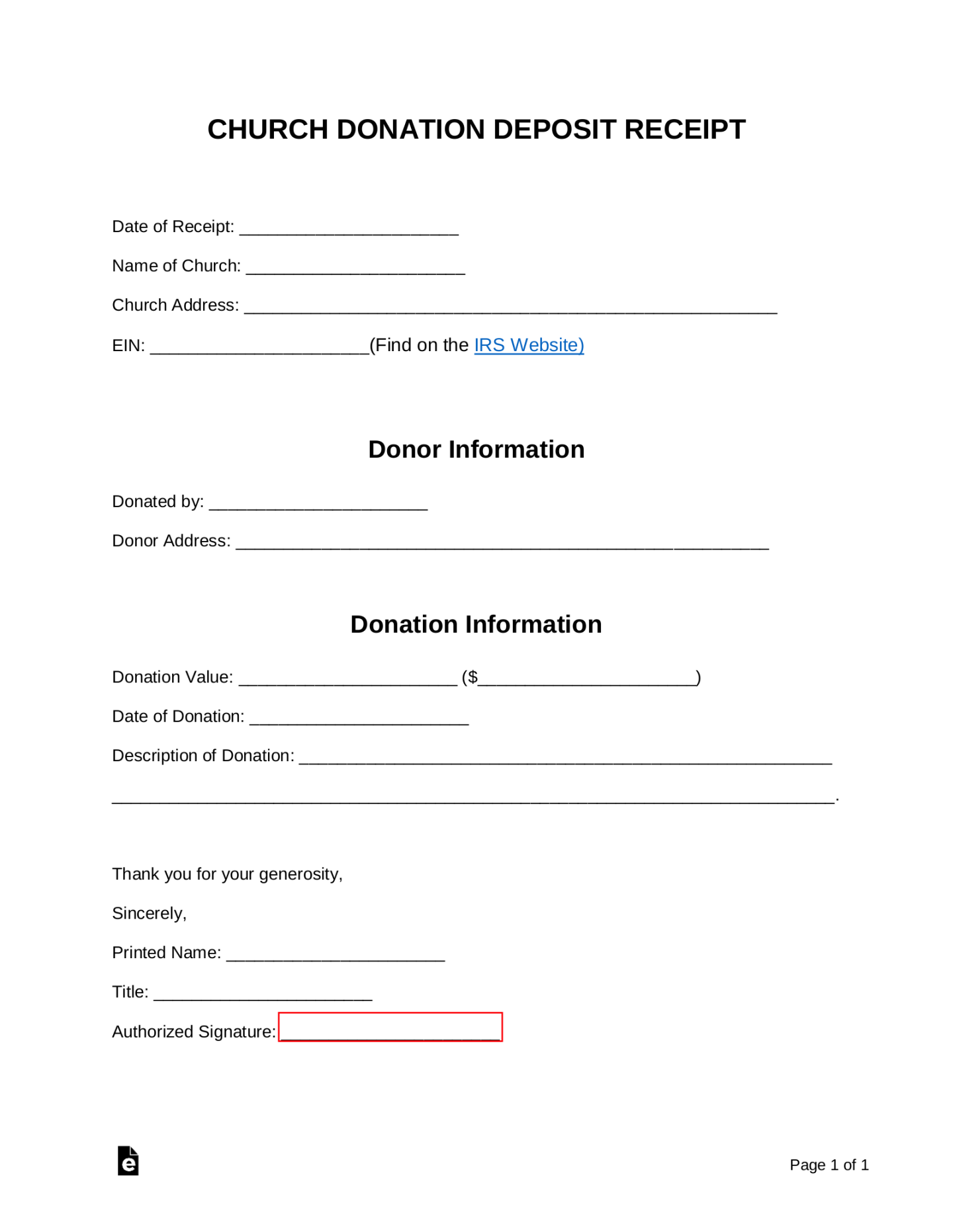 Free Church Donation Receipt - PDF Word – eForms Free Church Donation Receipt - PDF Word – eForms