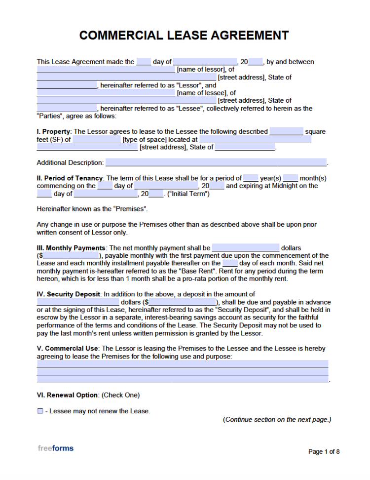 Free Commercial Rental Lease Agreement Templates PDF WORD Free Commercial Rental Lease Agreement Templates PDF WORD
