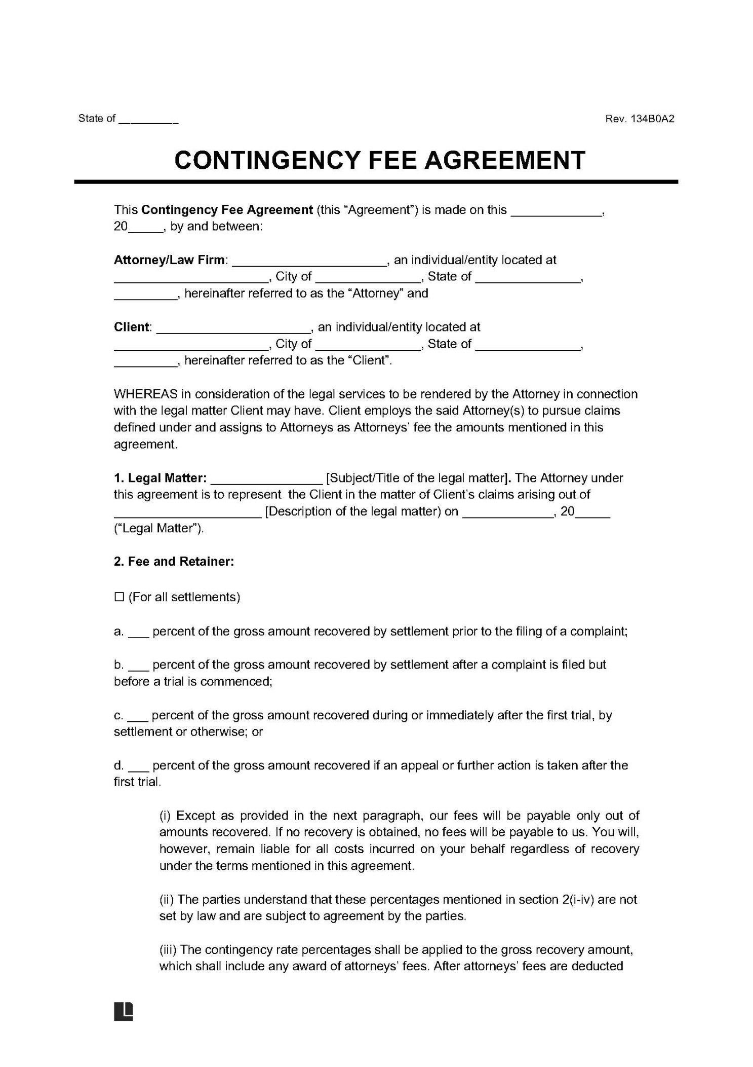 Free Contingency Fee Agreement Template PDF & Word Free Contingency Fee Agreement Template PDF & Word