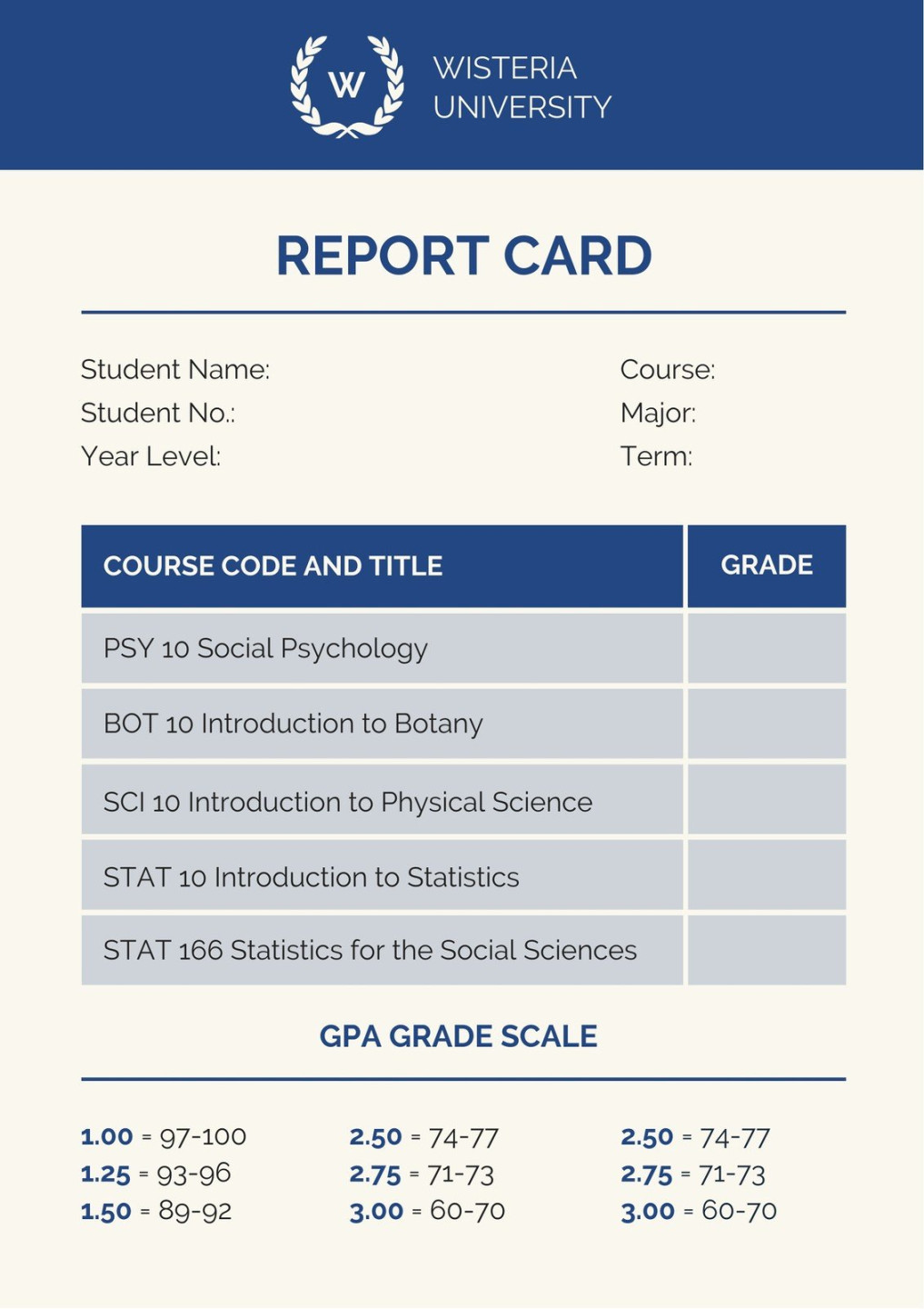 Free custom printable college report card templates Canva Free custom printable college report card templates Canva